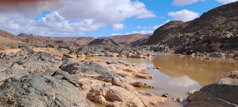 Blick nach Osten über die Landschaft am Wadi Draa im Bas-Draa, P1314, Marokko.